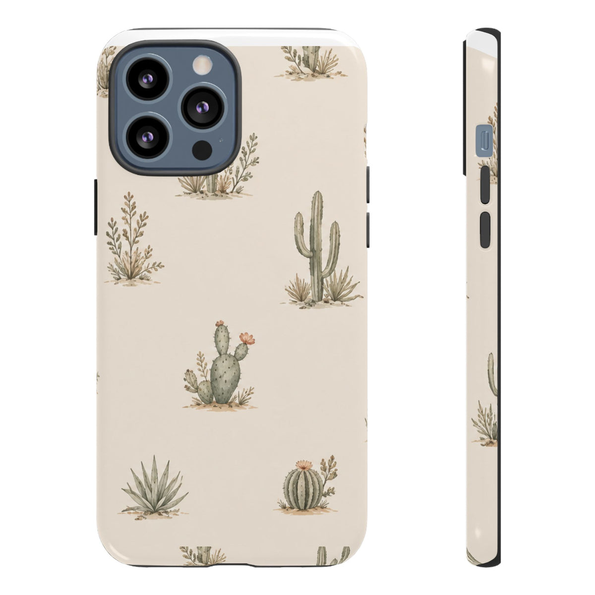 Cactus Pattern Tough Phone Case — Desert Floral Protective Cover