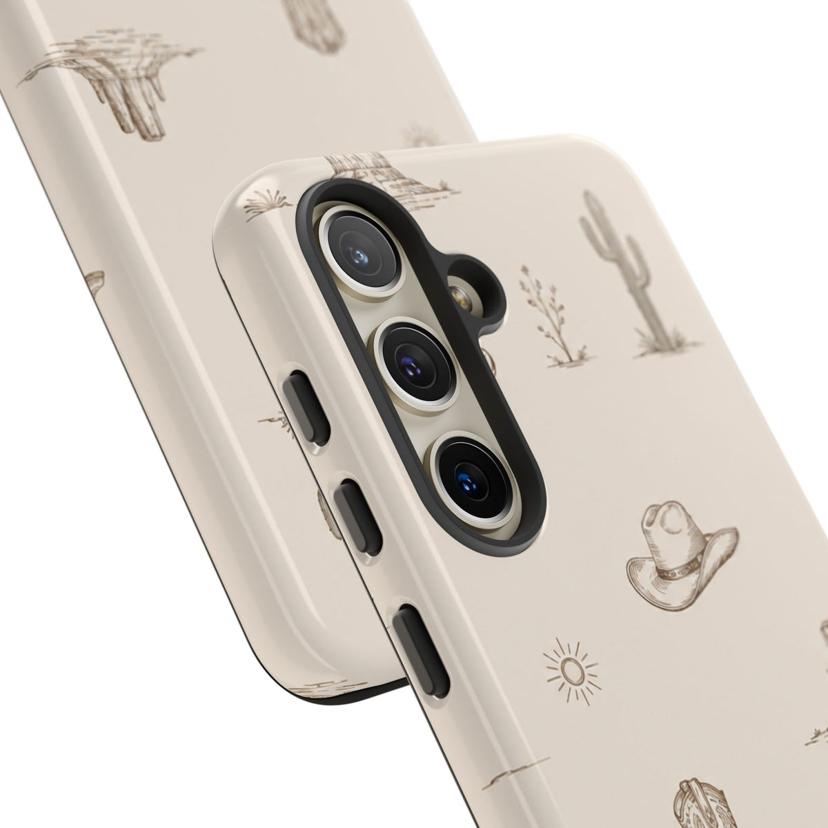 Western Desert Phone Case — Cowboy Boots, Cactus & Skull Pattern