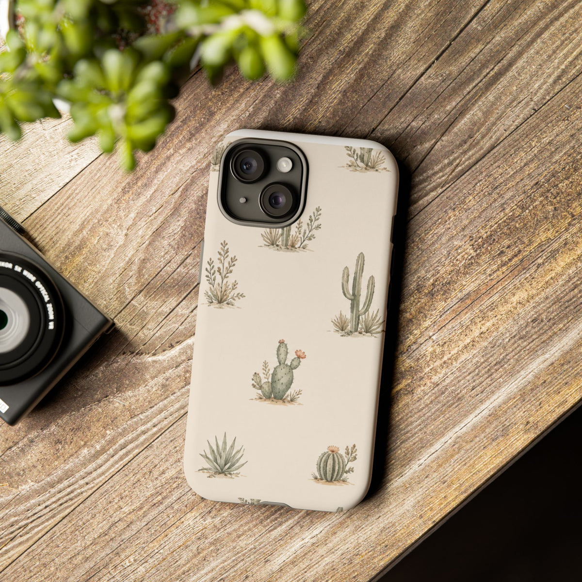 Cactus Pattern Tough Phone Case — Desert Floral Protective Cover