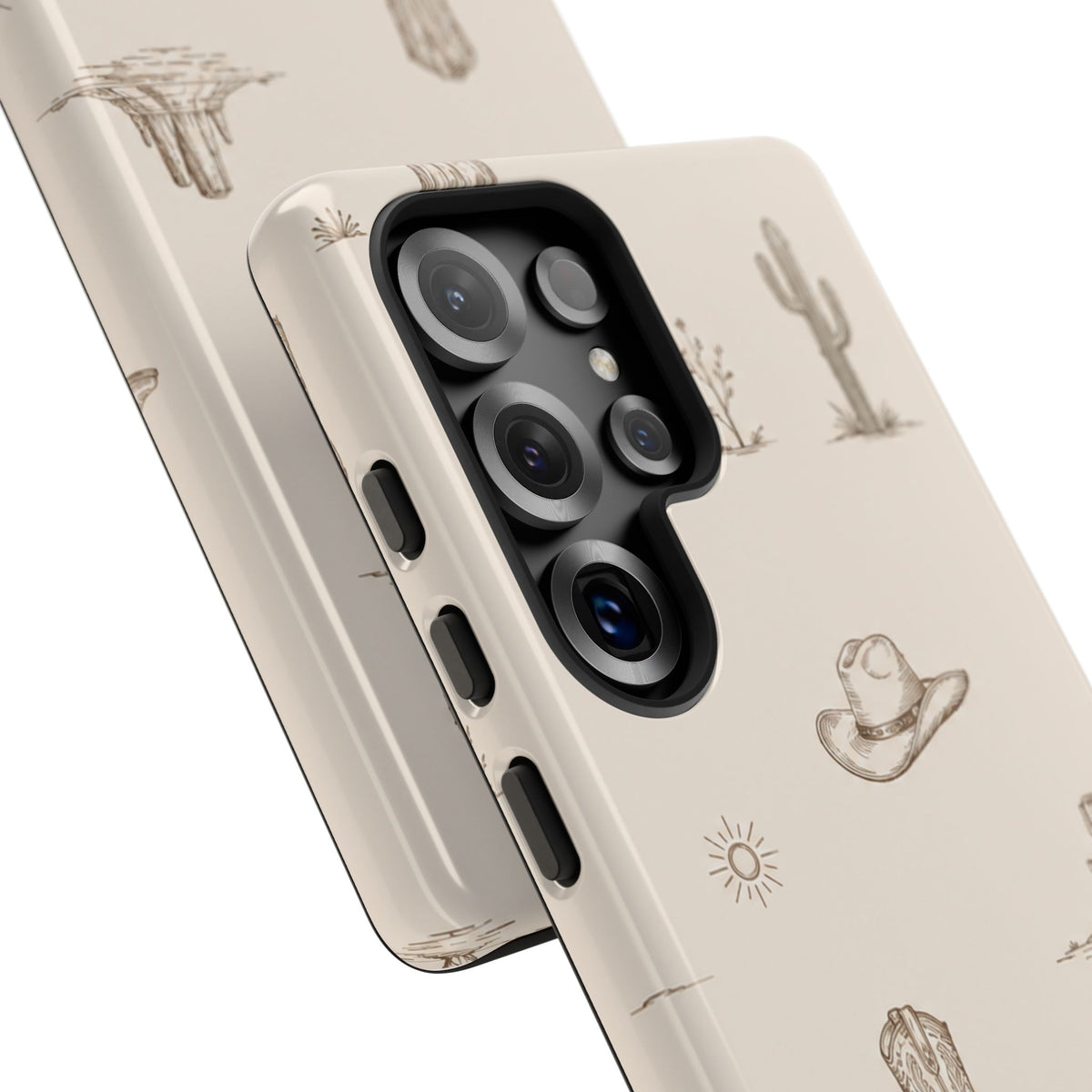 Western Desert Phone Case — Cowboy Boots, Cactus & Skull Pattern