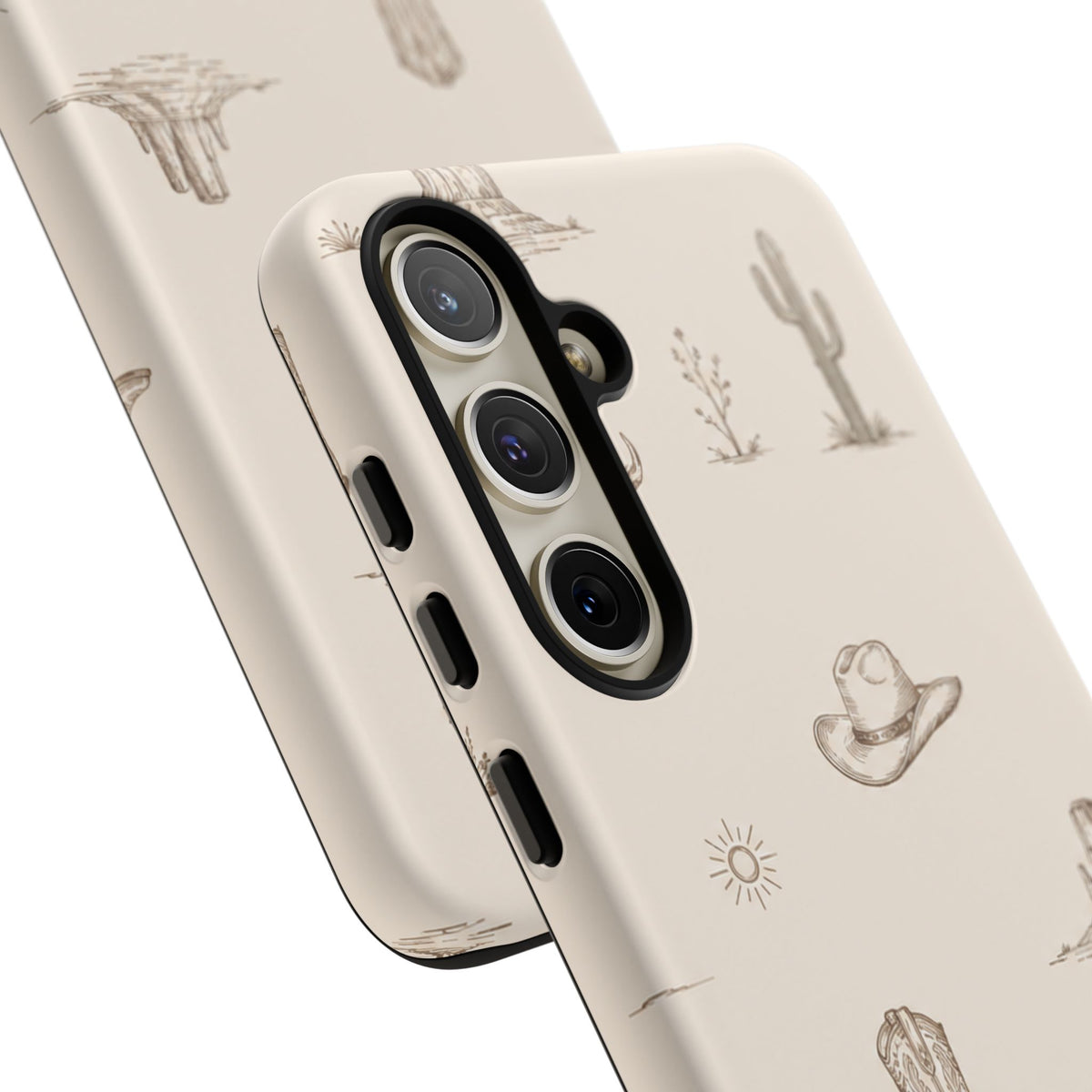 Western Desert Phone Case — Cowboy Boots, Cactus & Skull Pattern
