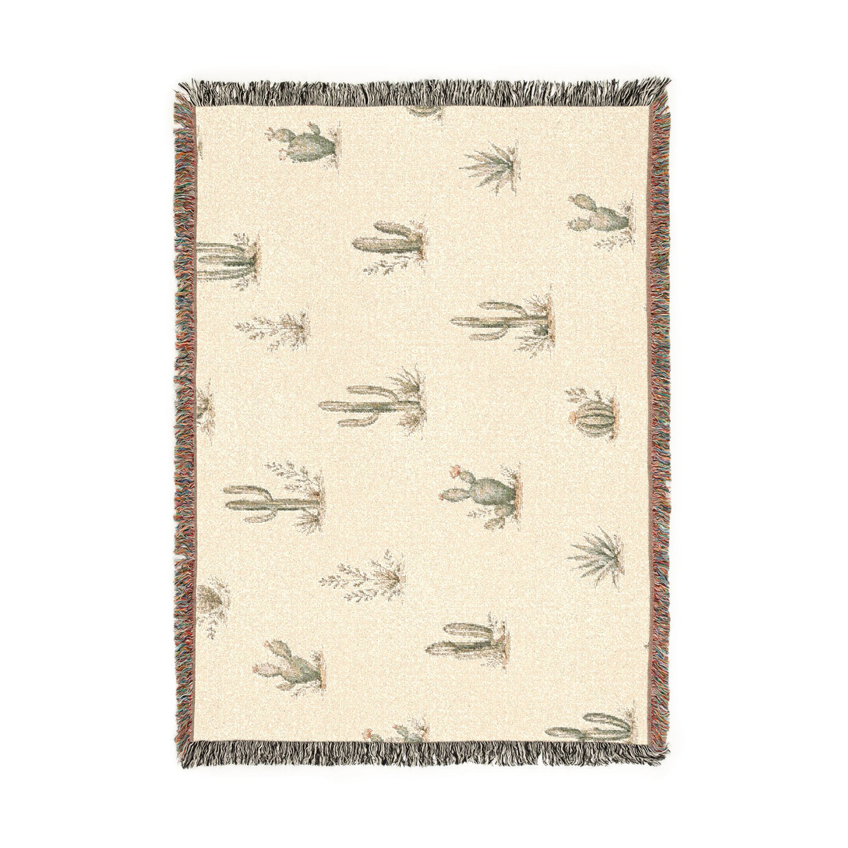 Jeté Tissé Motif Cactus — Désert Southwestern — Nord Country Co.