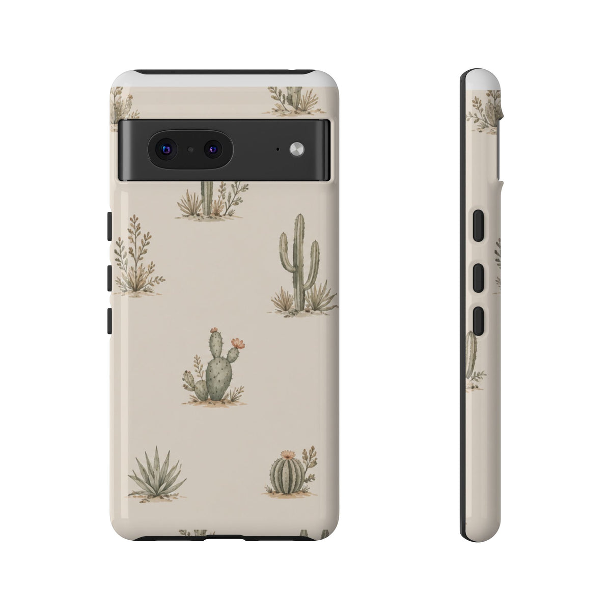 Cactus Pattern Tough Phone Case — Desert Floral Protective Cover