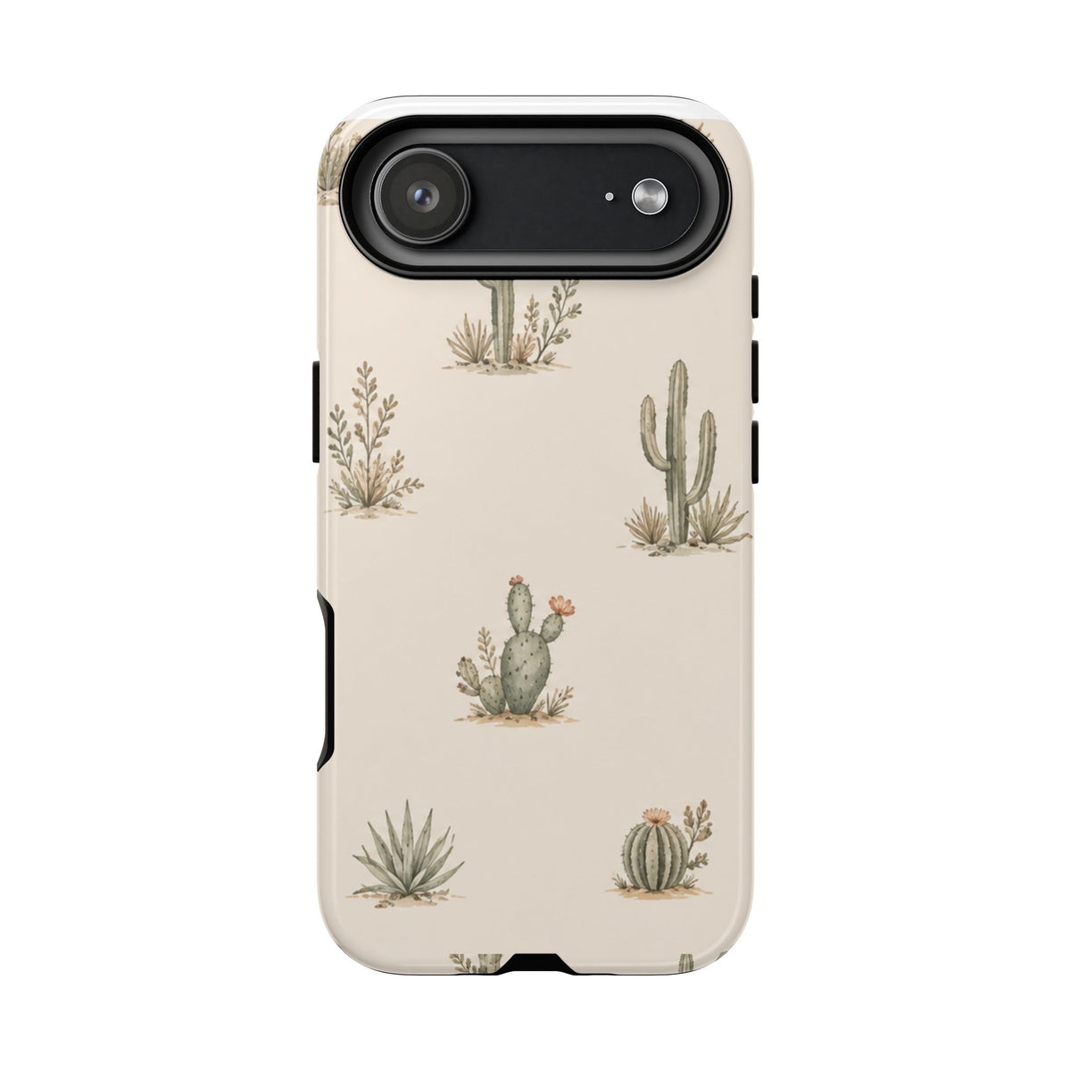Cactus Pattern Tough Phone Case — Desert Floral Protective Cover