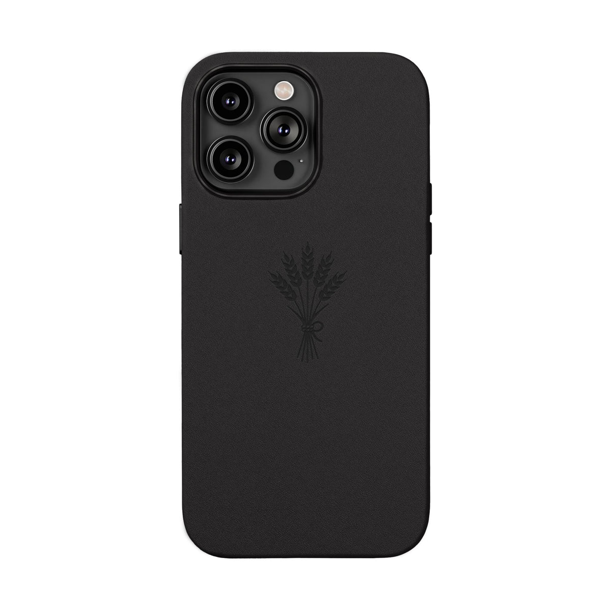 Étui Téléphone Cuir Gravé — Bouquet de Blé Minimaliste