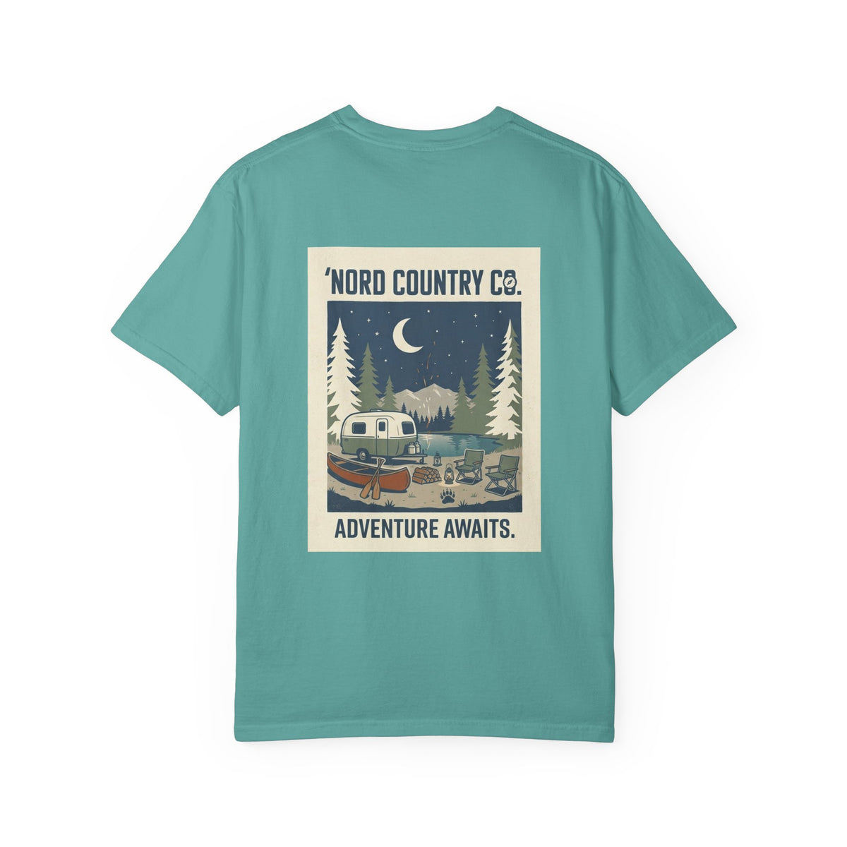 Adventure Camp T-Shirt — "Adventure Awaits" Retro Camper Graphic