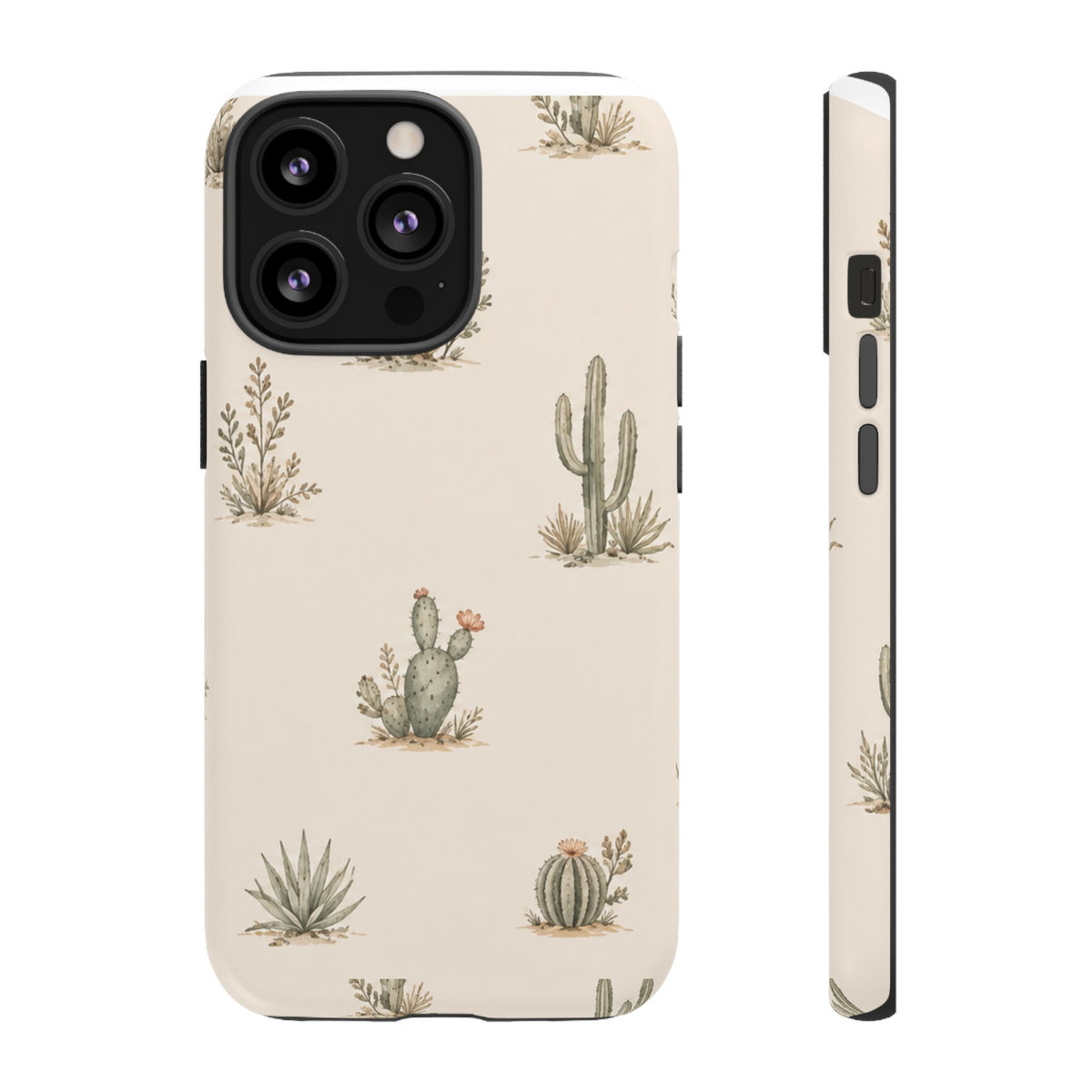 Cactus Pattern Tough Phone Case — Desert Floral Protective Cover