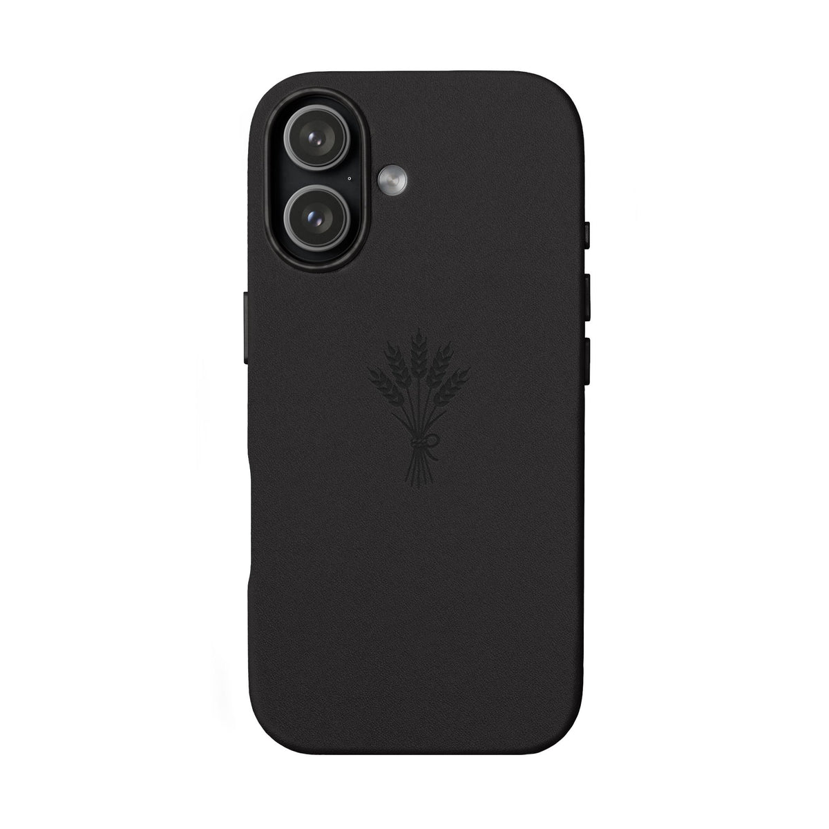 Étui Téléphone Cuir Gravé — Bouquet de Blé Minimaliste
