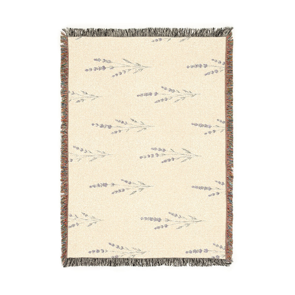 Jeté Tissé Botanique — Motif Floral Neutre à Franges — Nord Country Co.