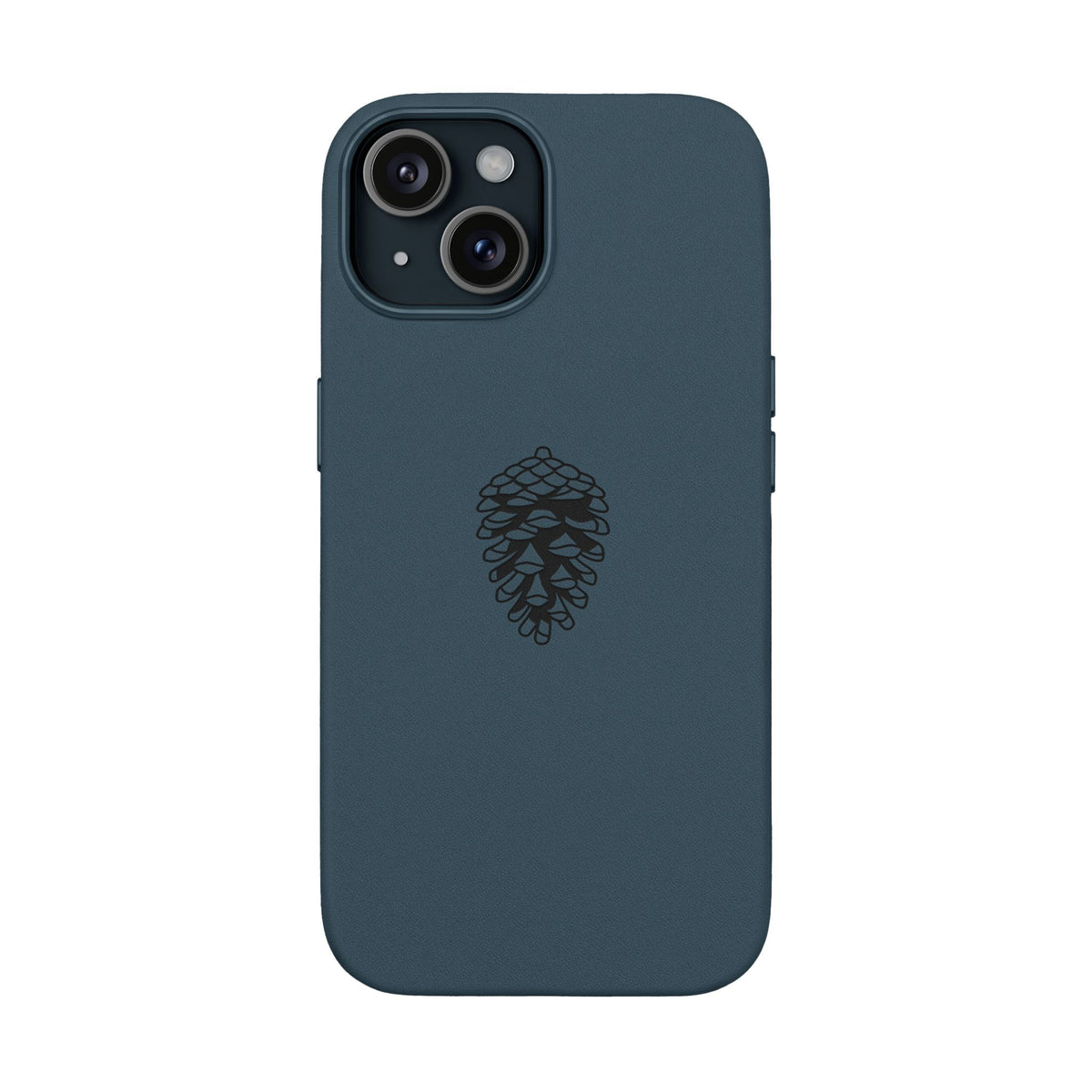 Engraved Leather Phone Case — Minimal Pinecone