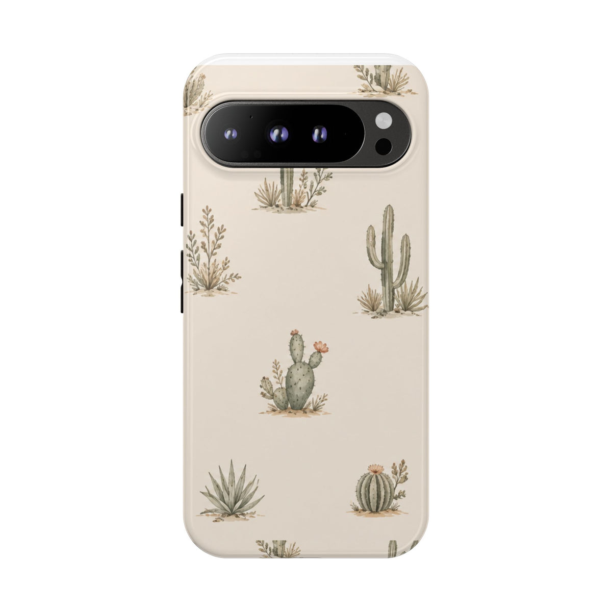 Cactus Pattern Tough Phone Case — Desert Floral Protective Cover