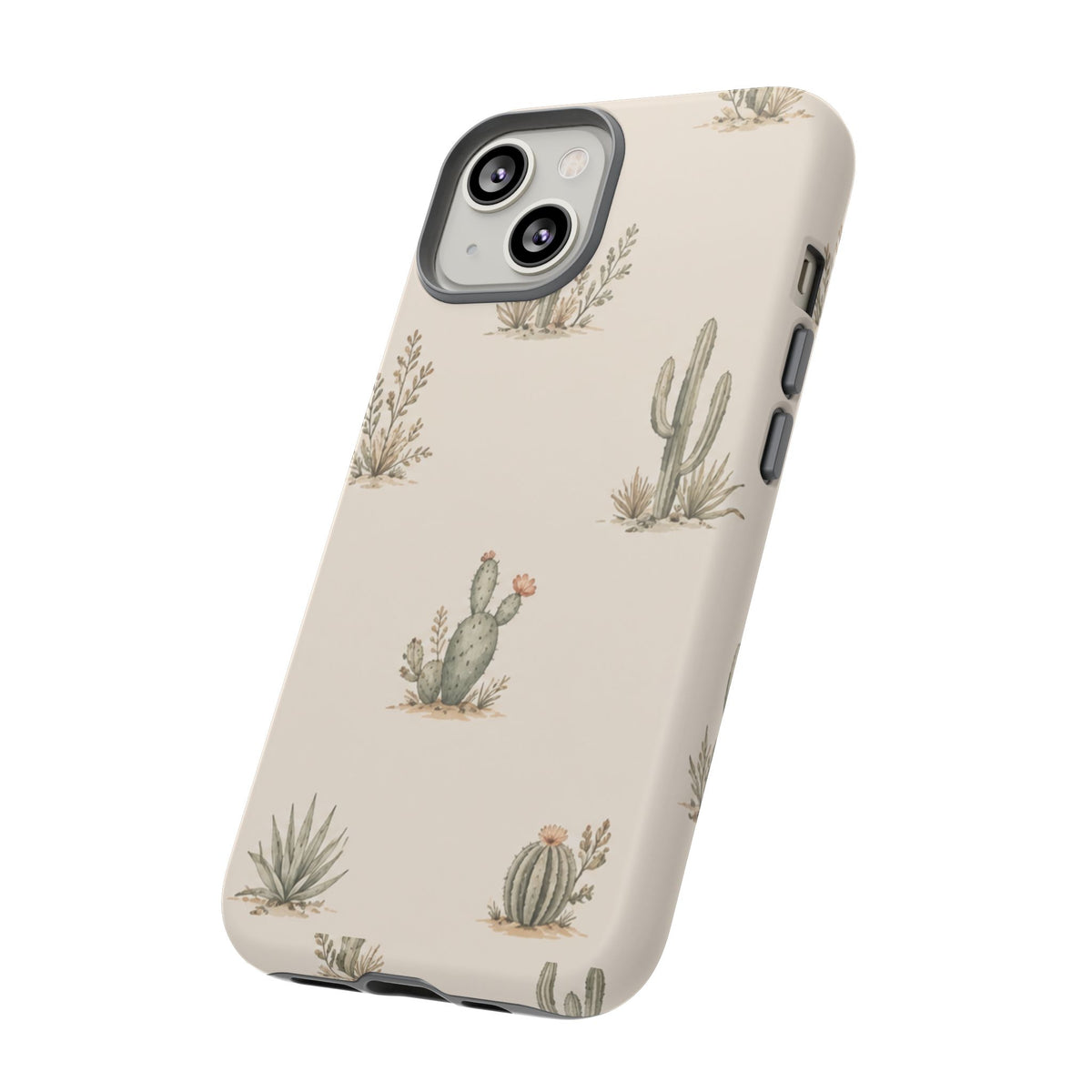 Cactus Pattern Tough Phone Case — Desert Floral Protective Cover