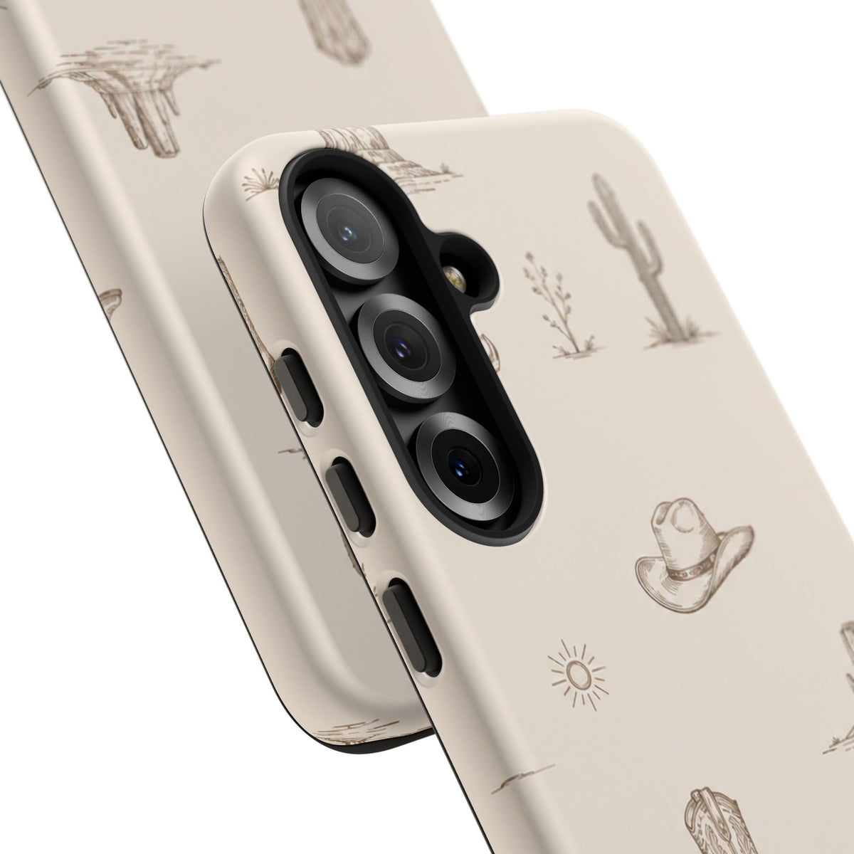 Western Desert Phone Case — Cowboy Boots, Cactus & Skull Pattern