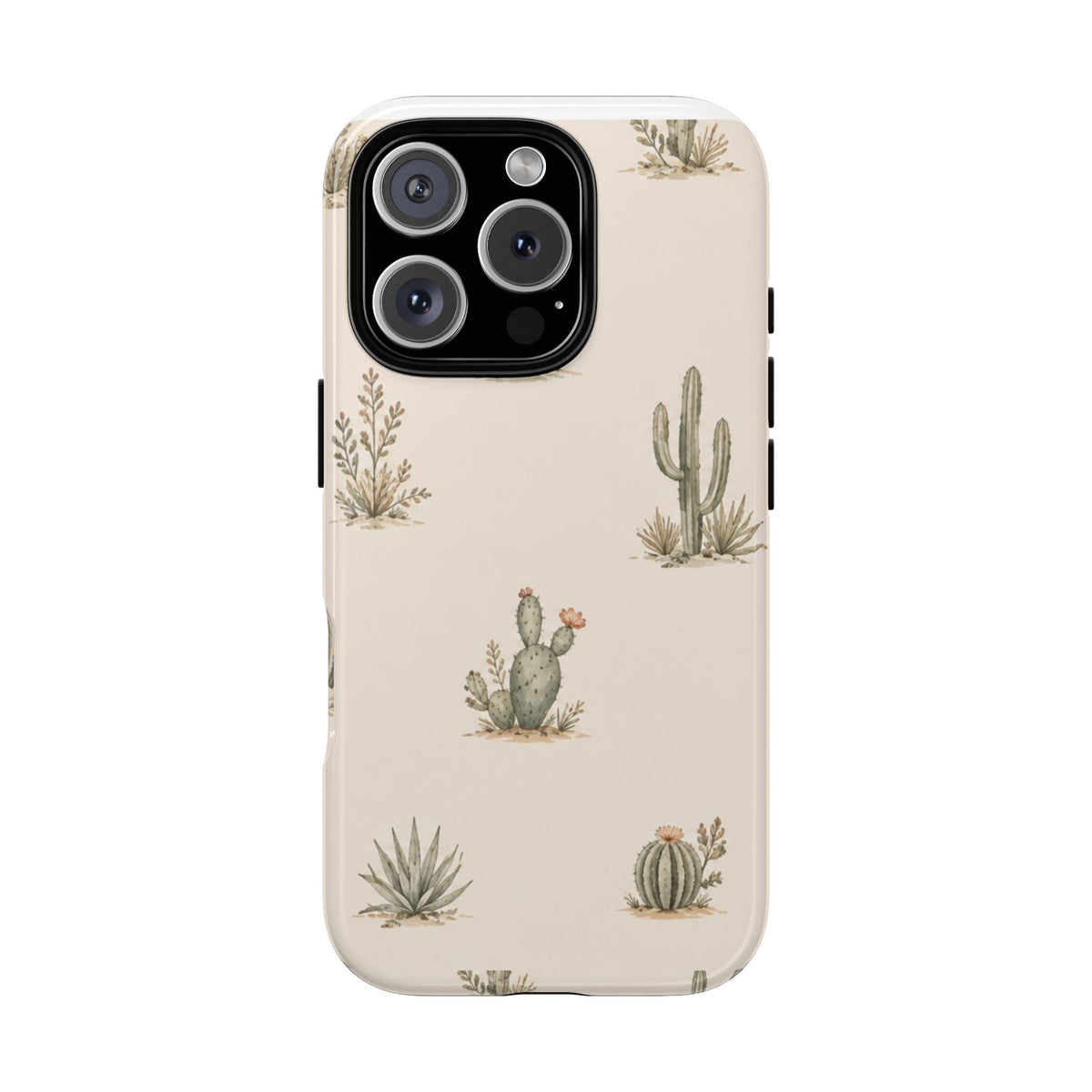 Cactus Pattern Tough Phone Case — Desert Floral Protective Cover