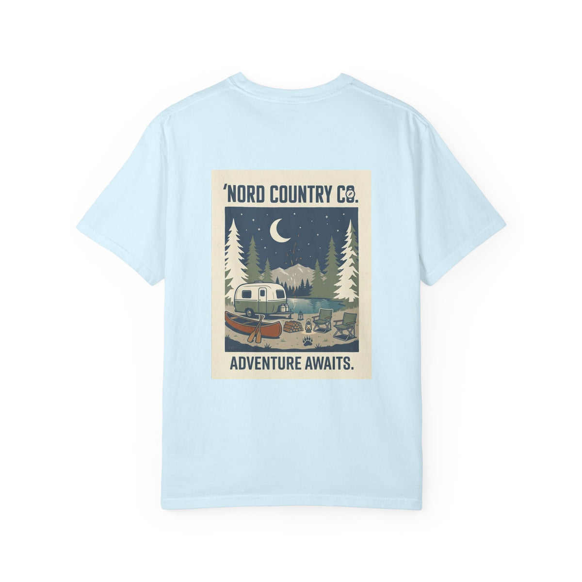 Adventure Camp T-Shirt — "Adventure Awaits" Retro Camper Graphic