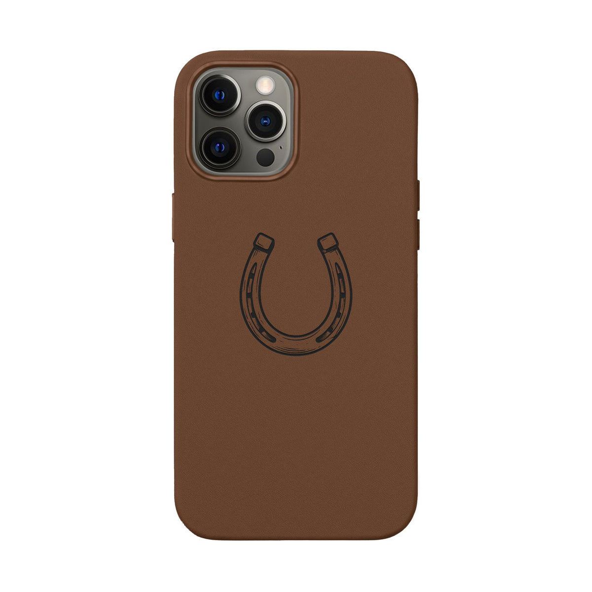 Étui Téléphone Cuir Gravé — Fer à Cheval Minimaliste