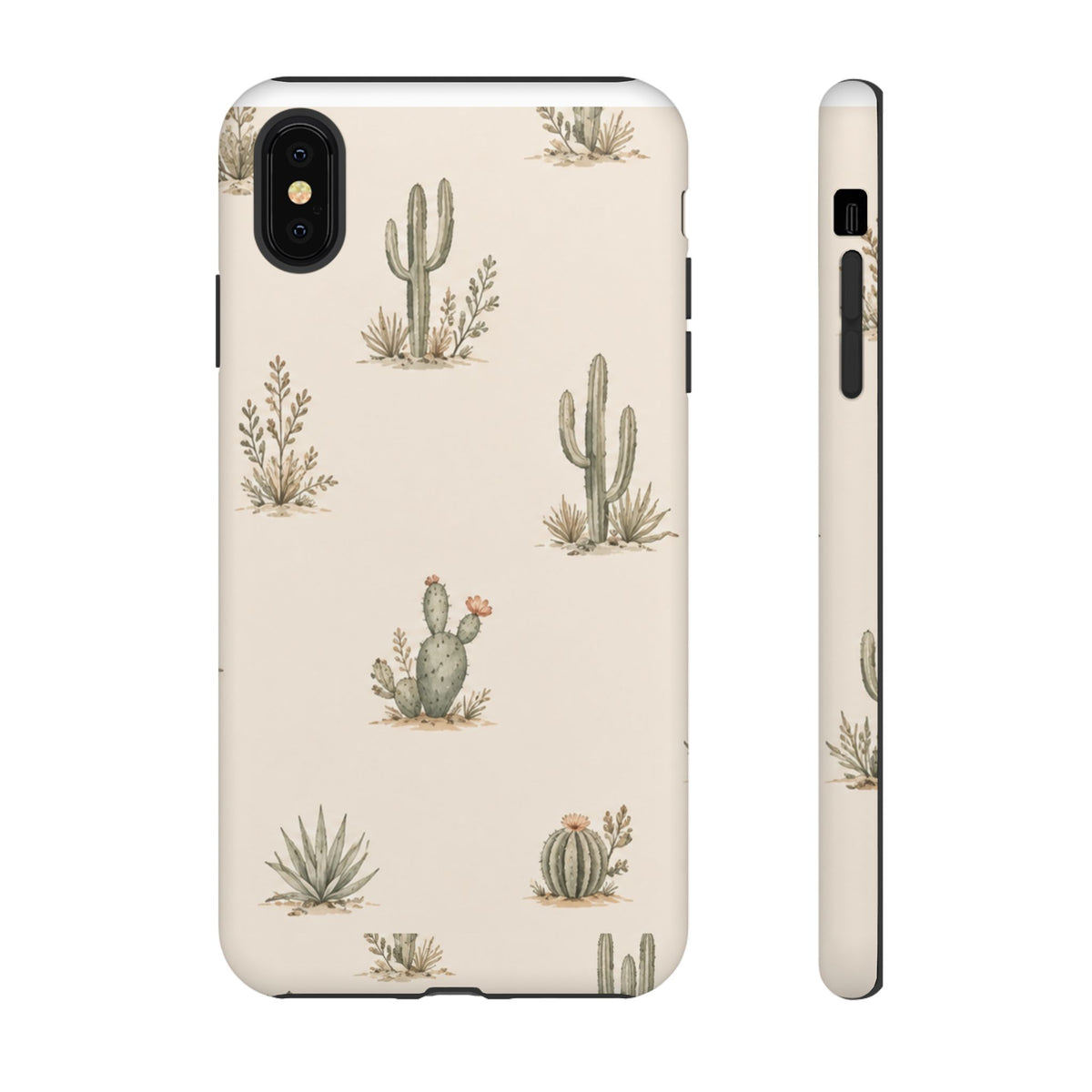 Cactus Pattern Tough Phone Case — Desert Floral Protective Cover