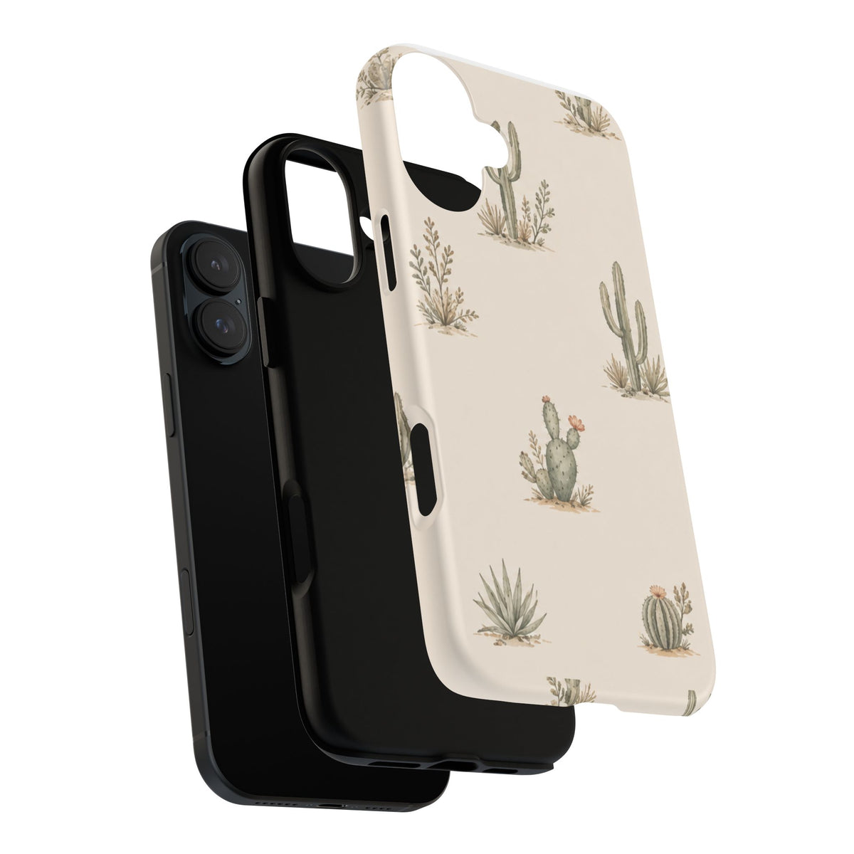 Cactus Pattern Tough Phone Case — Desert Floral Protective Cover
