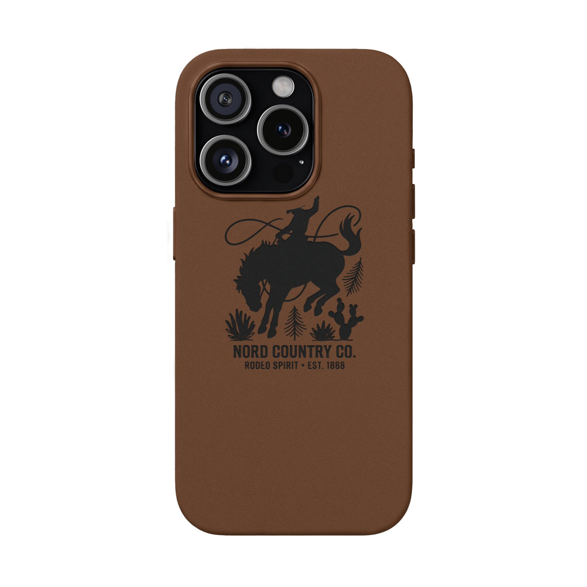 Étui Téléphone Cuir Gravé — Design Minimaliste Chameau