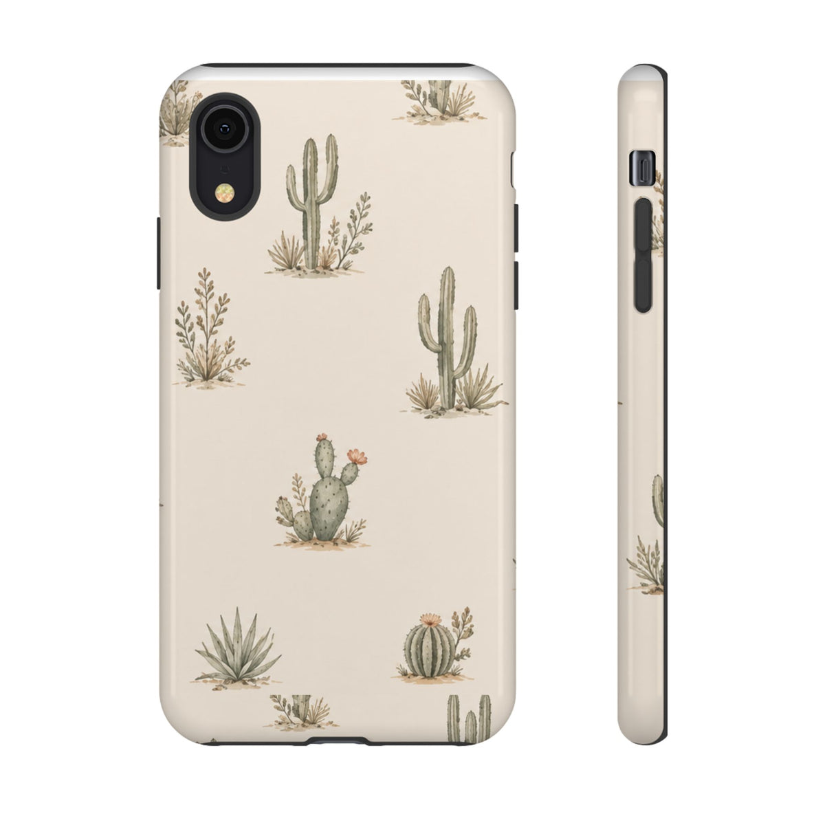 Cactus Pattern Tough Phone Case — Desert Floral Protective Cover