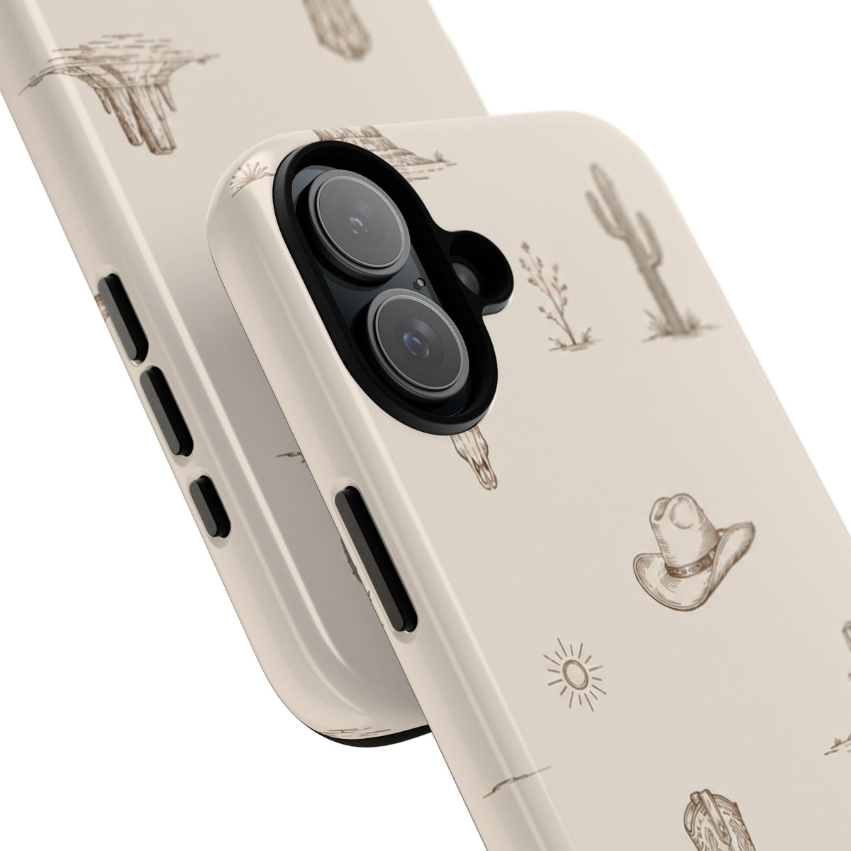 Western Desert Phone Case — Cowboy Boots, Cactus & Skull Pattern