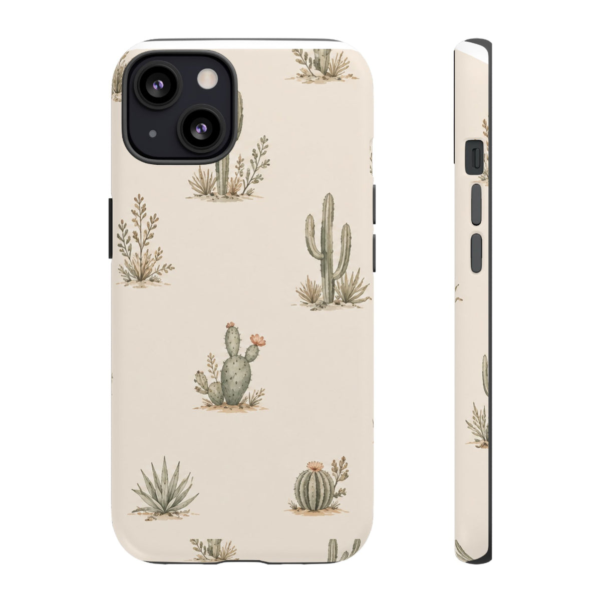 Cactus Pattern Tough Phone Case — Desert Floral Protective Cover