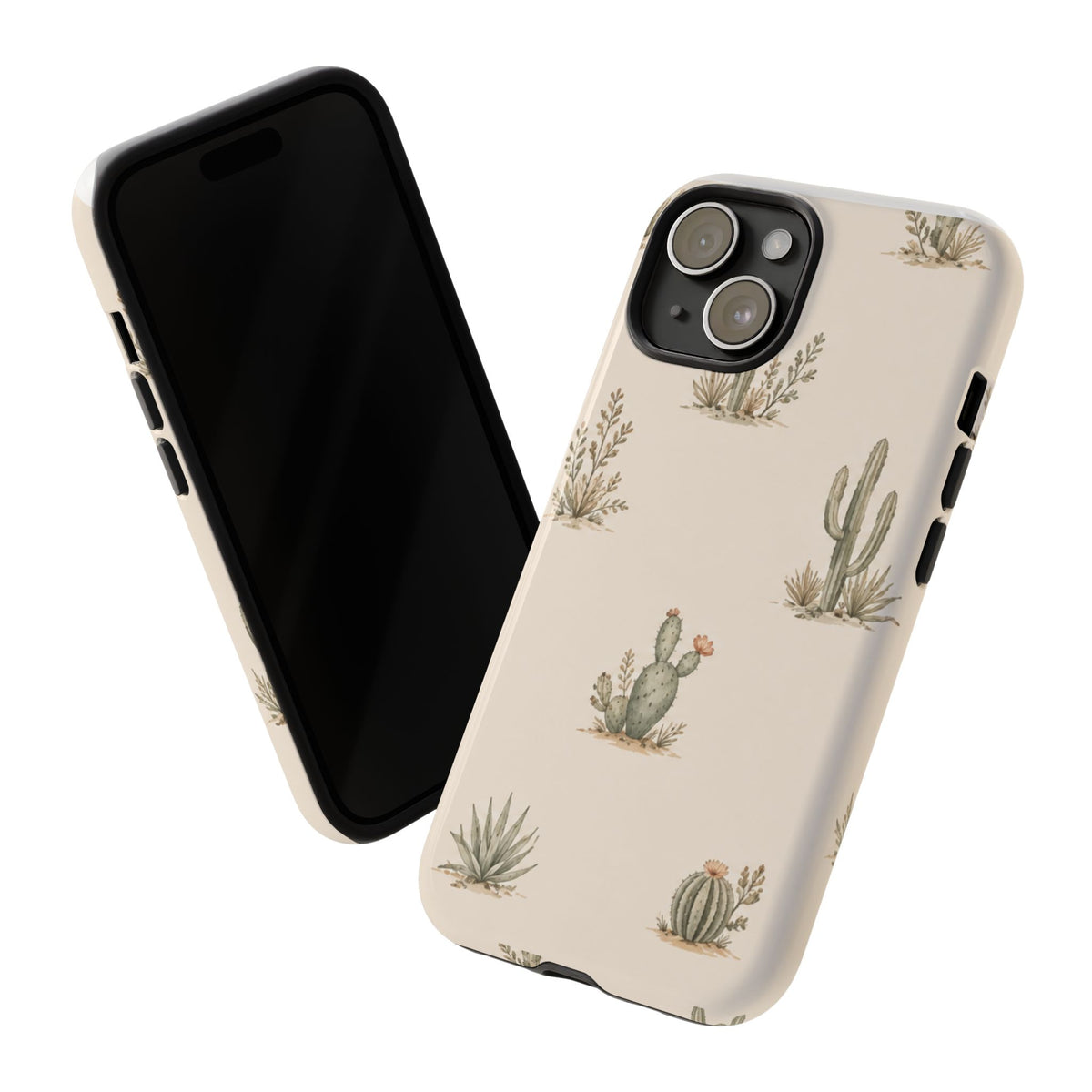 Cactus Pattern Tough Phone Case — Desert Floral Protective Cover