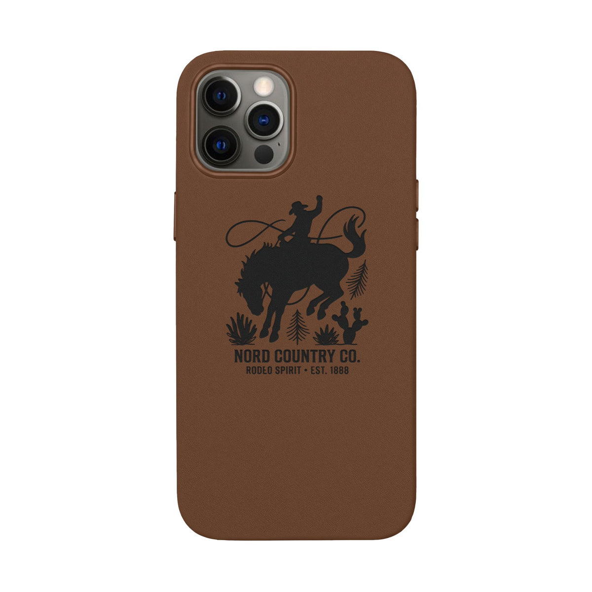 Étui Téléphone Cuir Gravé — Design Minimaliste Chameau