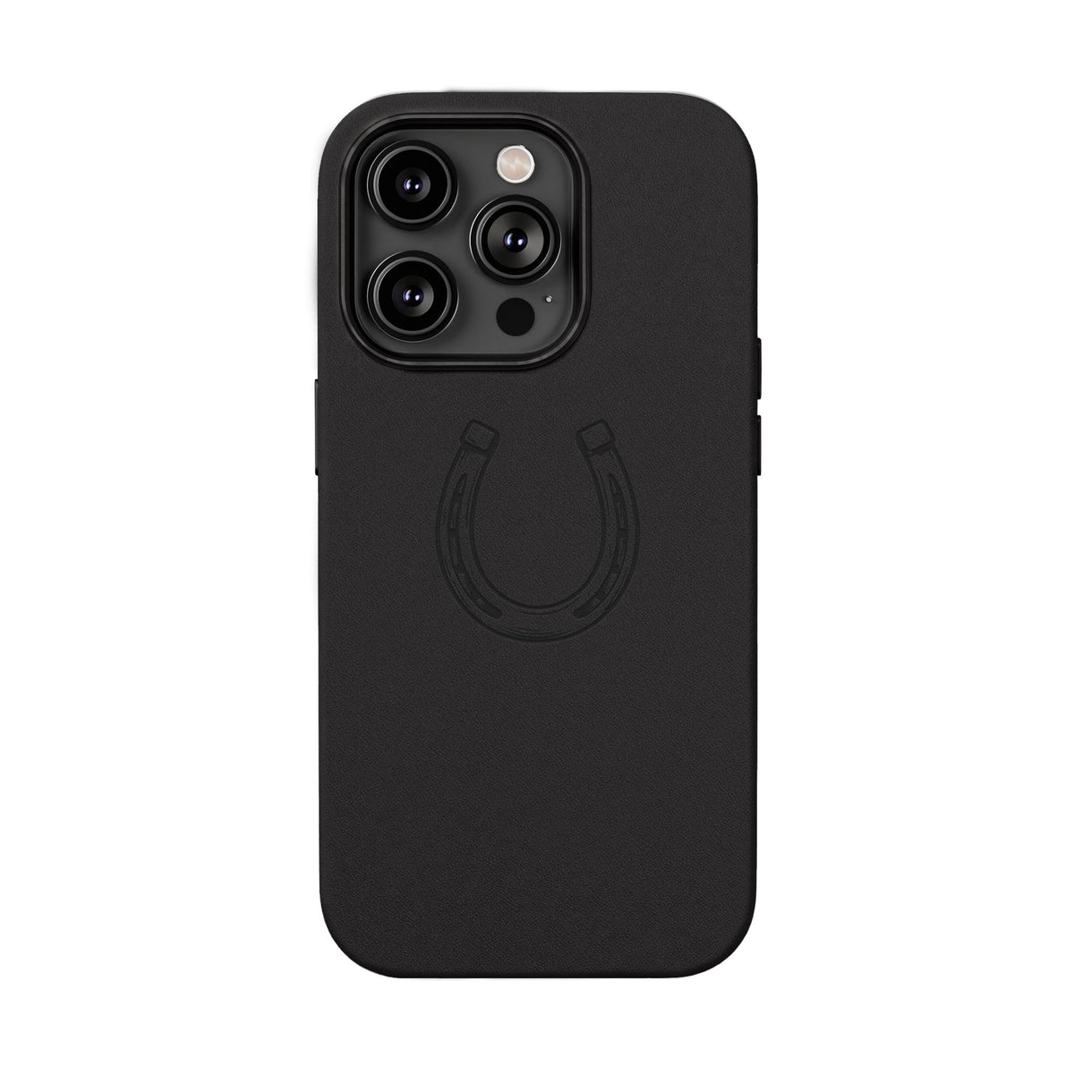 Étui Téléphone Cuir Gravé — Fer à Cheval Minimaliste