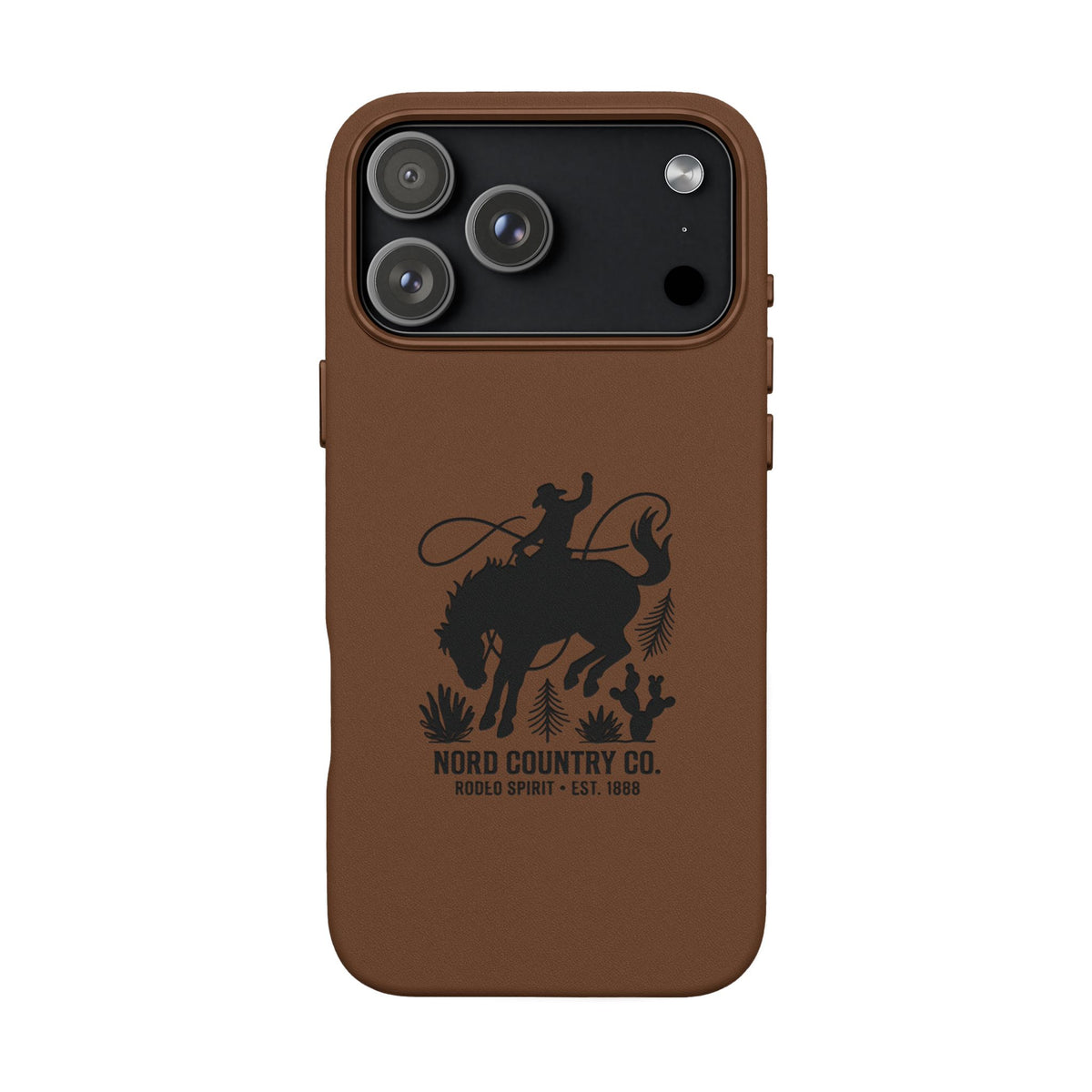 Étui Téléphone Cuir Gravé — Design Minimaliste Chameau