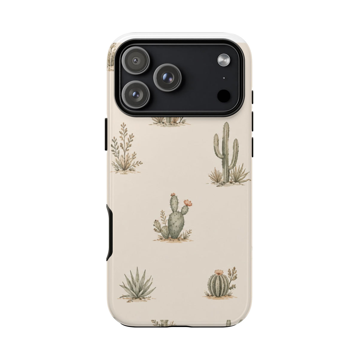 Cactus Pattern Tough Phone Case — Desert Floral Protective Cover