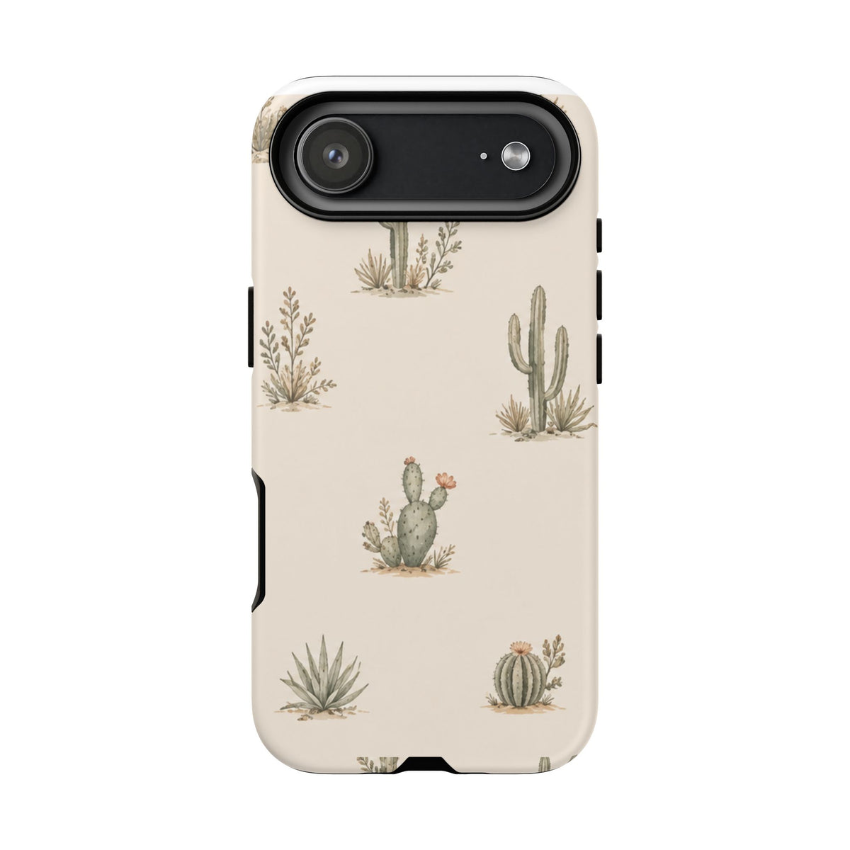 Cactus Pattern Tough Phone Case — Desert Floral Protective Cover