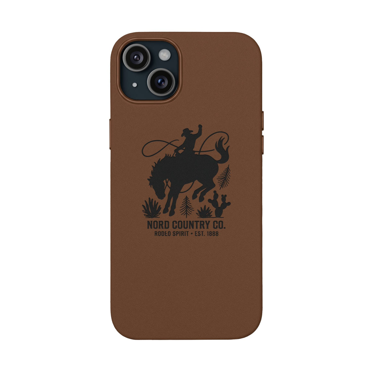 Étui Téléphone Cuir Gravé — Design Minimaliste Chameau