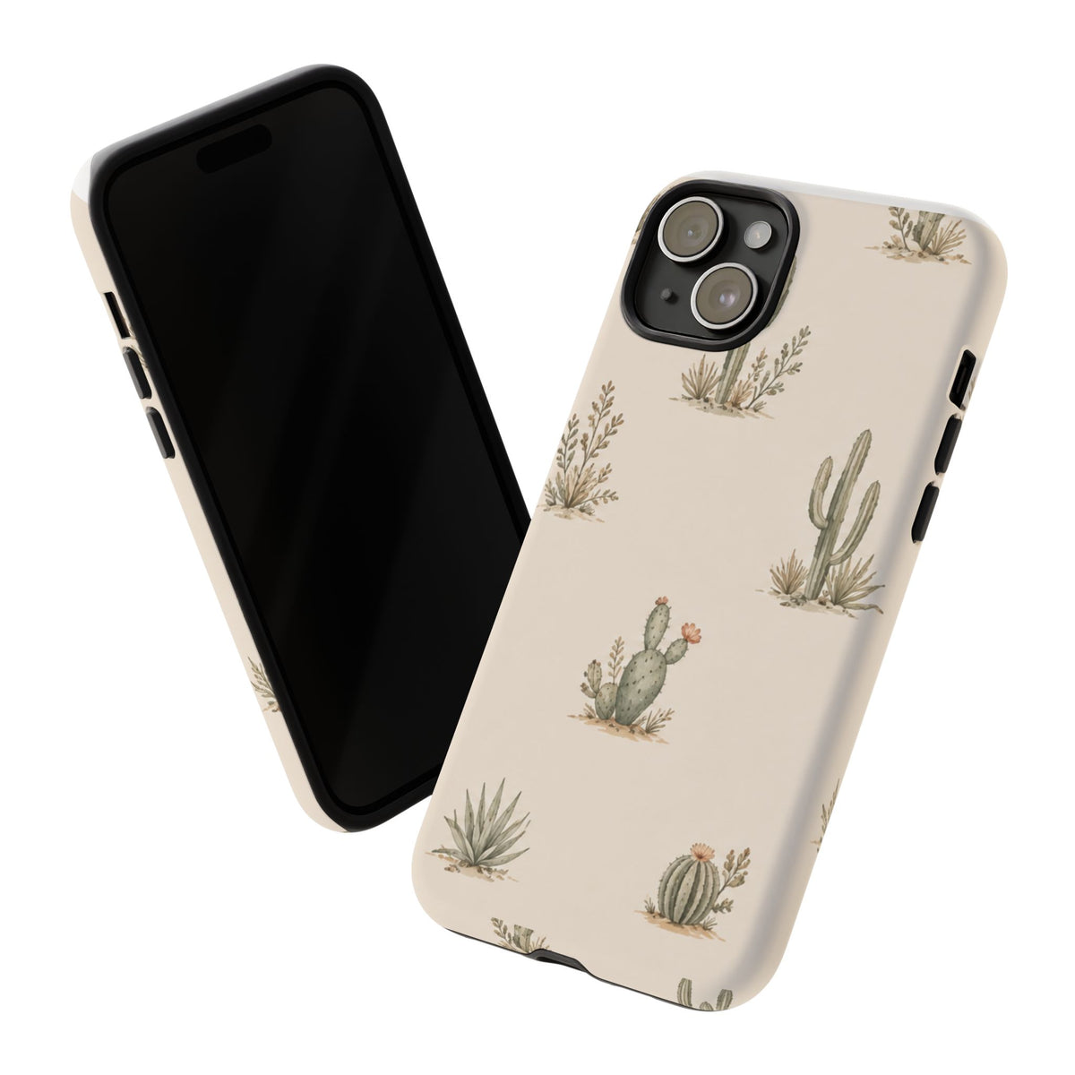 Cactus Pattern Tough Phone Case — Desert Floral Protective Cover