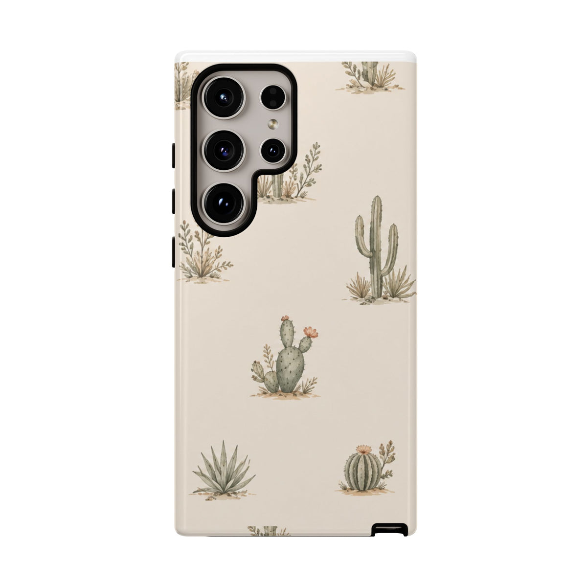 Cactus Pattern Tough Phone Case — Desert Floral Protective Cover