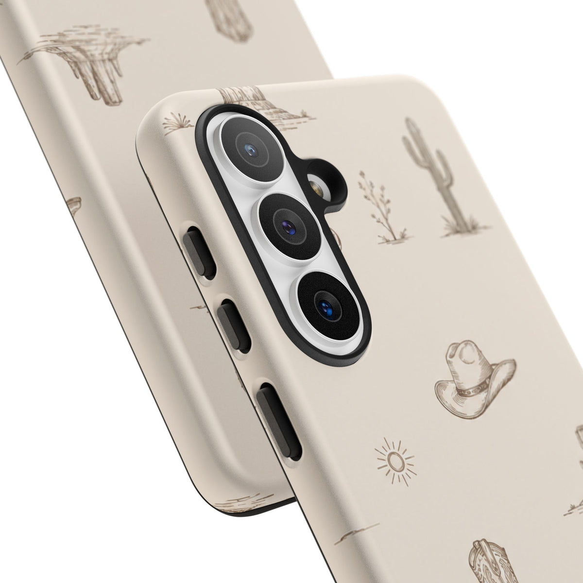 Western Desert Phone Case — Cowboy Boots, Cactus & Skull Pattern