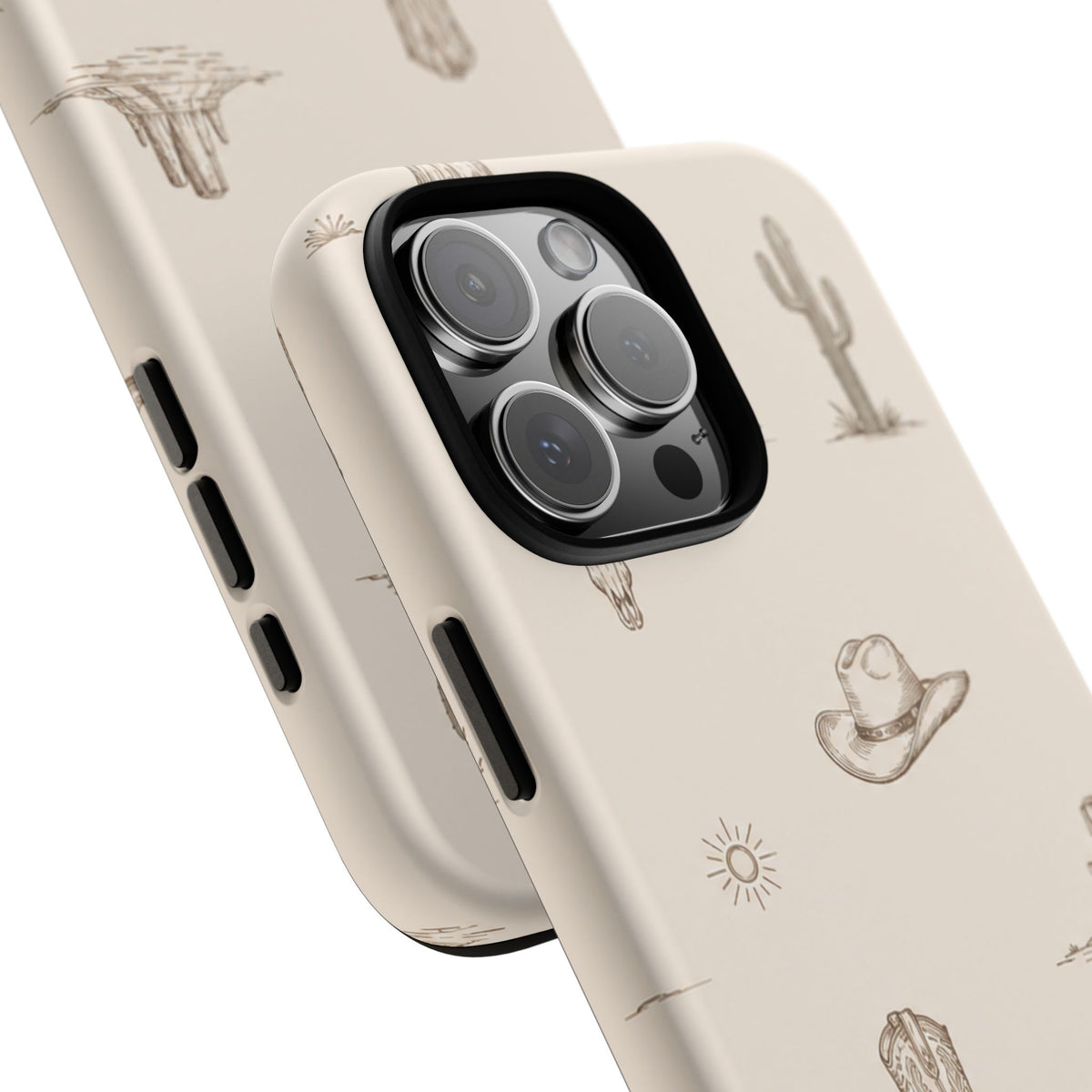 Western Desert Phone Case — Cowboy Boots, Cactus & Skull Pattern