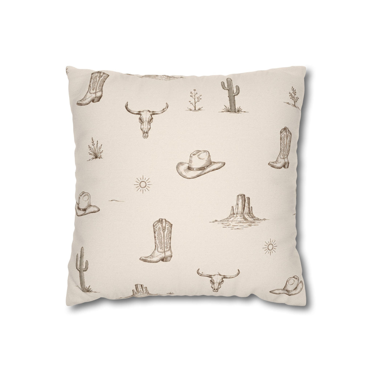 Coussin Décoratif — Désert Western Bottes et Cactus