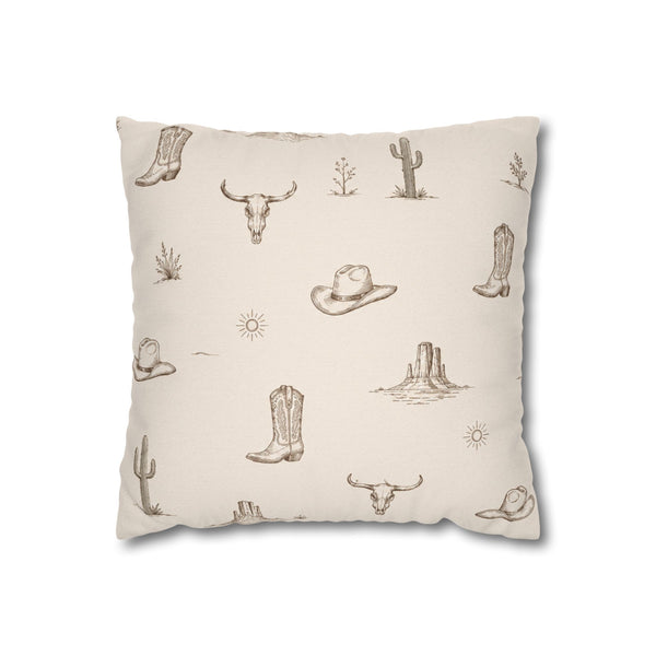 Coussin Décoratif — Désert Western Bottes et Cactus