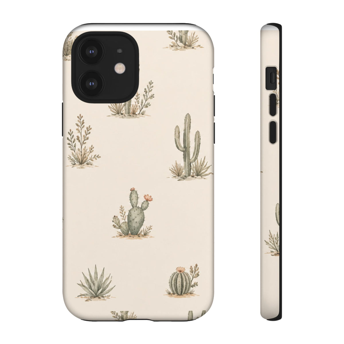 Cactus Pattern Tough Phone Case — Desert Floral Protective Cover