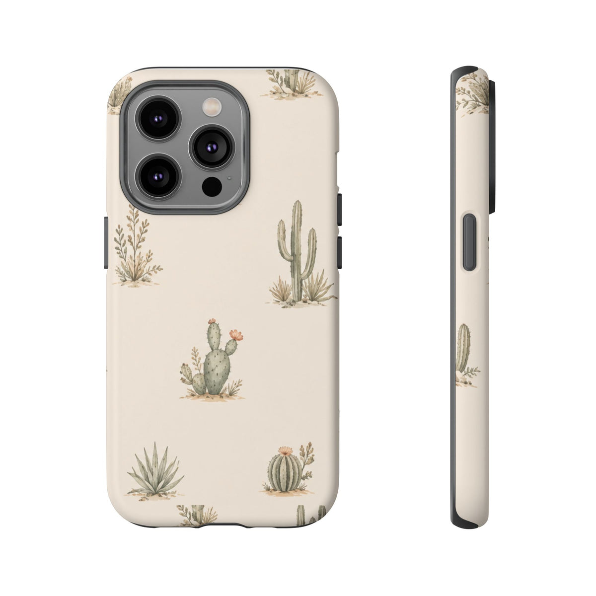 Cactus Pattern Tough Phone Case — Desert Floral Protective Cover