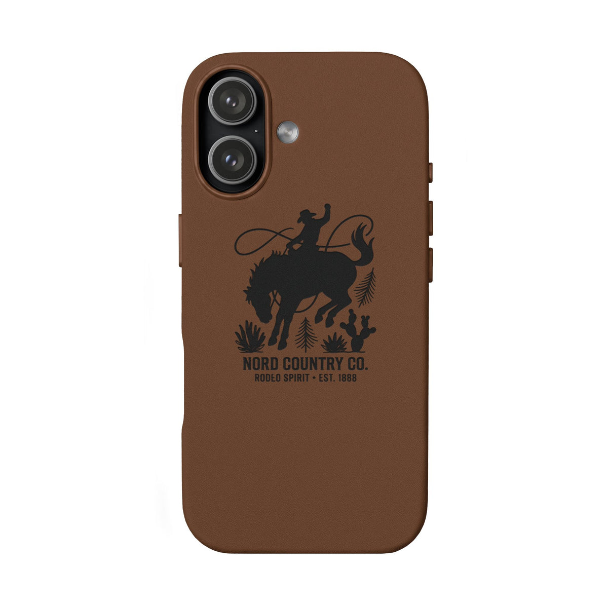 Étui Téléphone Cuir Gravé — Design Minimaliste Chameau