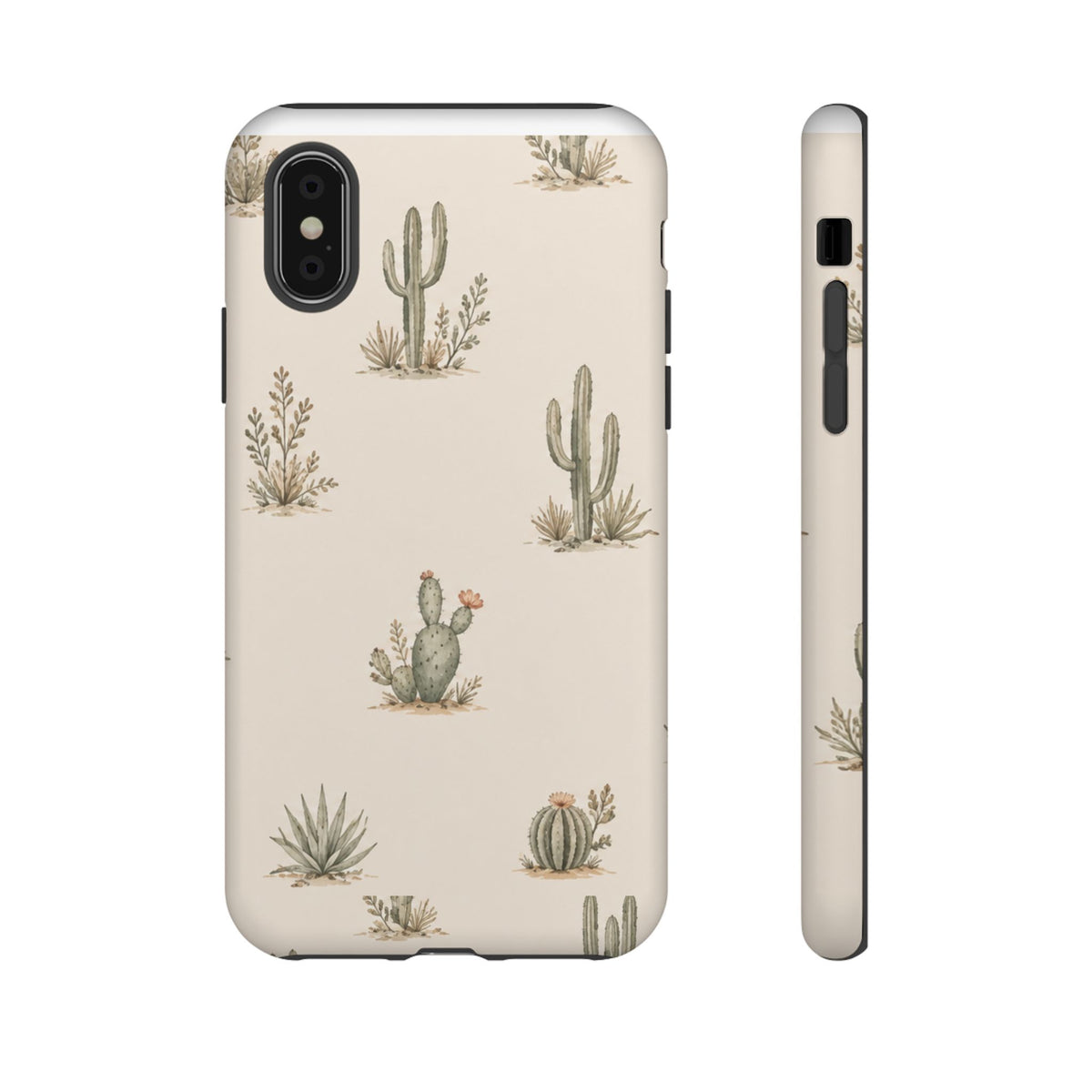 Cactus Pattern Tough Phone Case — Desert Floral Protective Cover