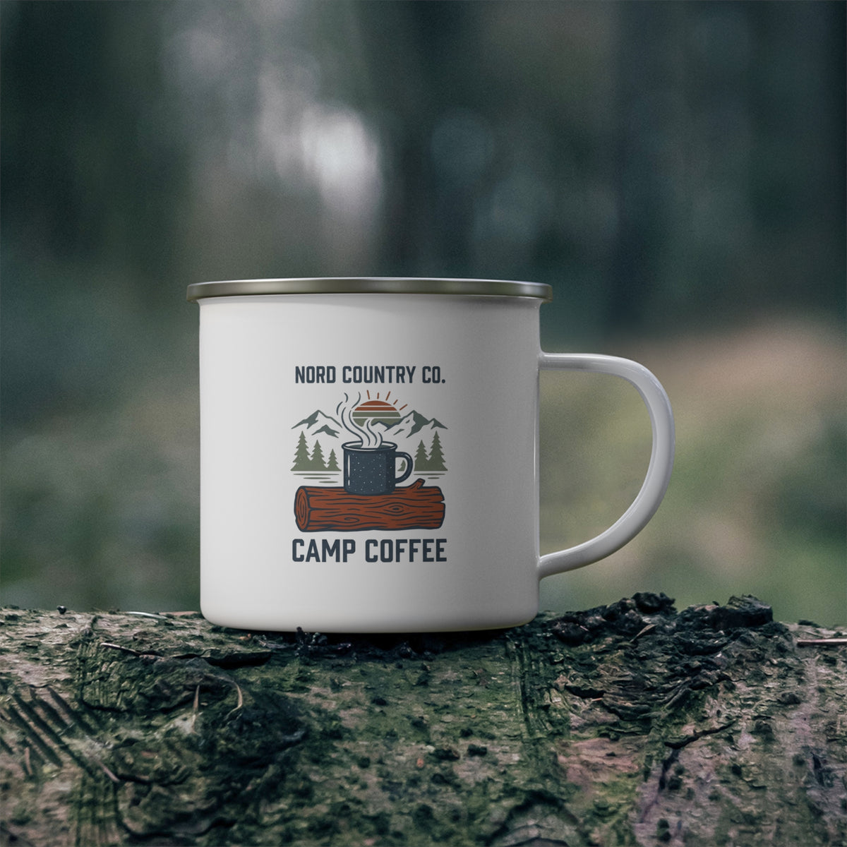 Tasse de Camping en Émail — Camp Coffee Rustique
