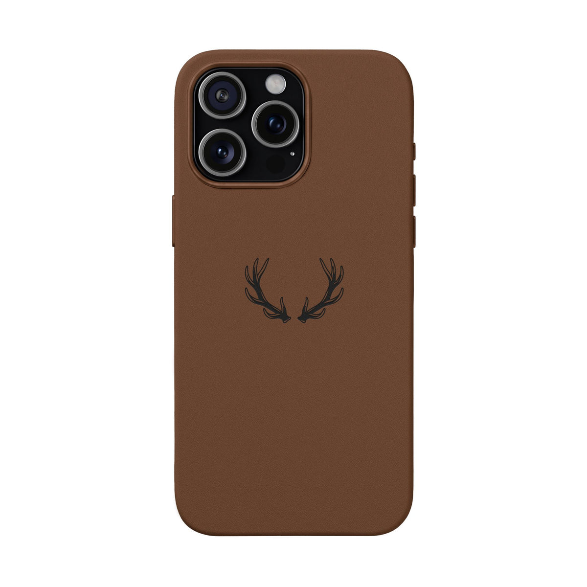 Étui Téléphone Cuir Gravé — Bois de Cerf Minimaliste