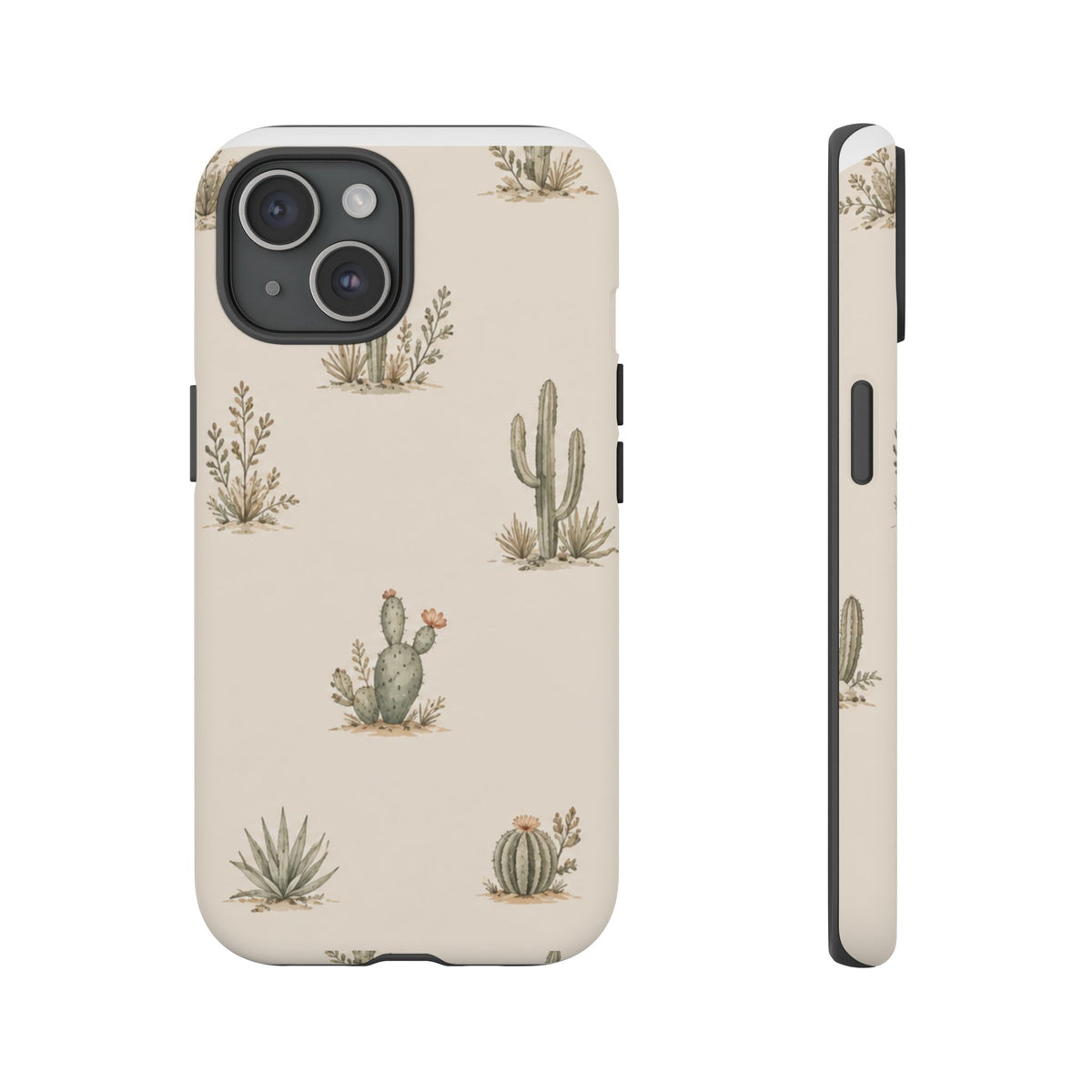 Cactus Pattern Tough Phone Case — Desert Floral Protective Cover