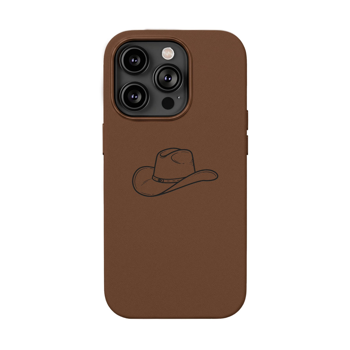 Étui Téléphone Cuir Gravé — Chapeau de Cowboy