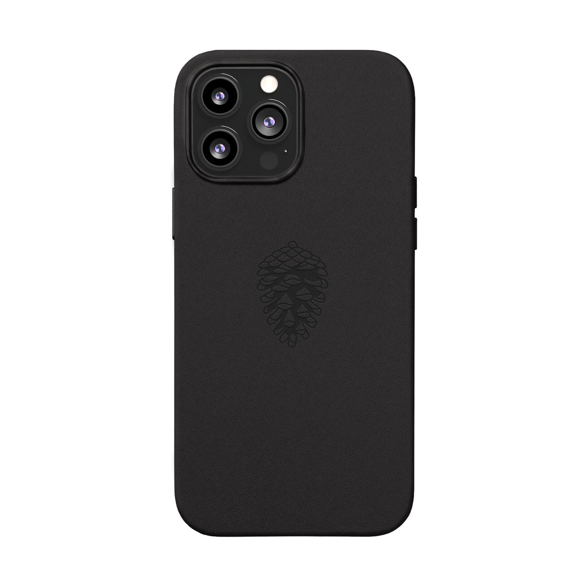 Étui Téléphone Cuir Gravé — Pomme de Pin Minimaliste