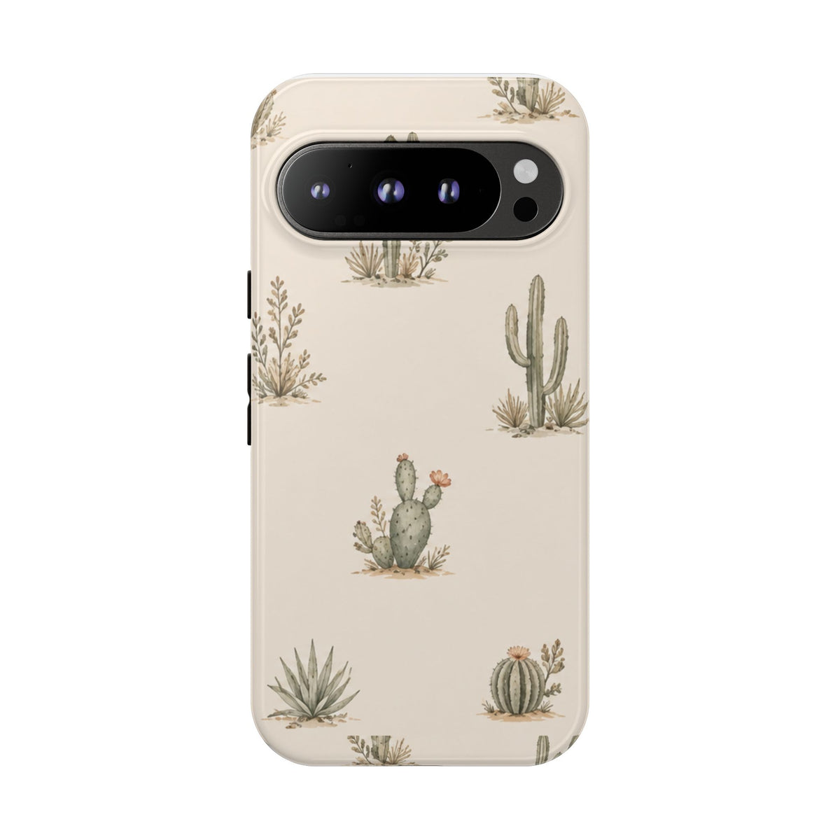 Cactus Pattern Tough Phone Case — Desert Floral Protective Cover