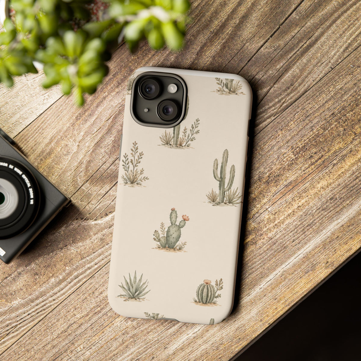 Cactus Pattern Tough Phone Case — Desert Floral Protective Cover